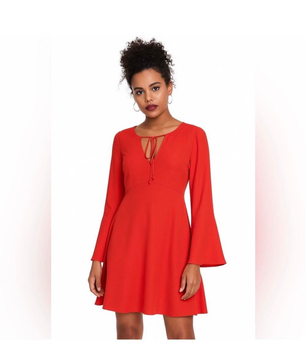NWT Sam Edelman Red Bell Sleeve V-Neck Flare Hem Dress | Size 2